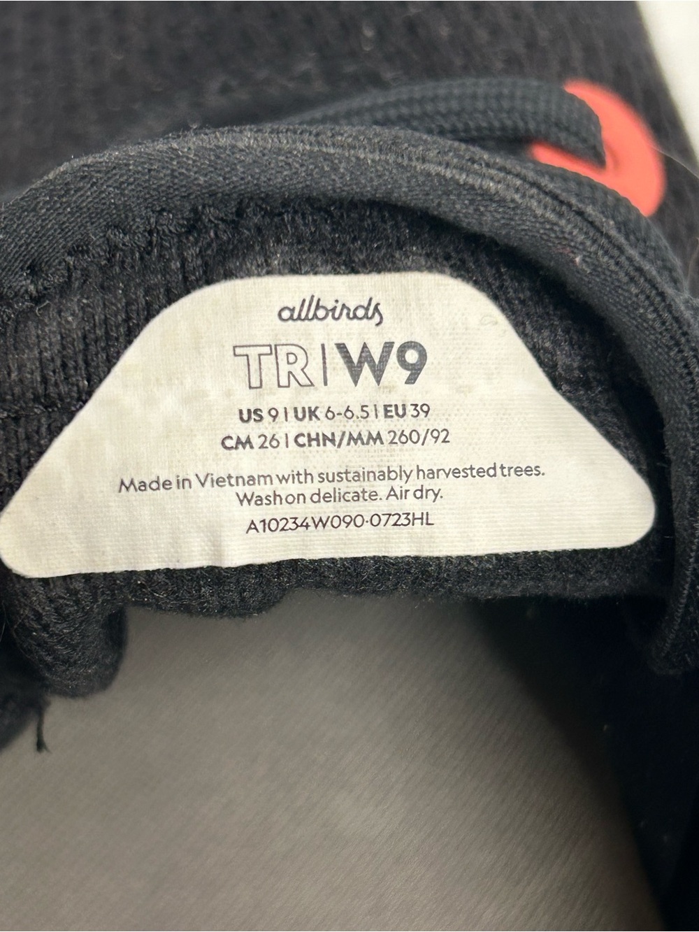 Allbirds Tree Runners Womens Size 9 Black Coral Athletic Running Shoes Sneakers - Picture 6 of 8
